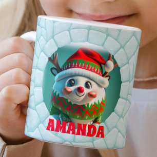 Caneca De Café 3D Reindet Natal Custom Kids Hot Chocolate