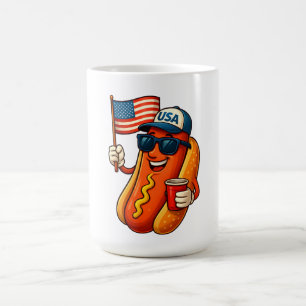 Caneca De Café 4º de julho Hotdog Funny Patriotic USA Flag
