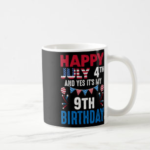Caneca De Café 4º e Sim É o meu 9º aniversário Patrioti Americana