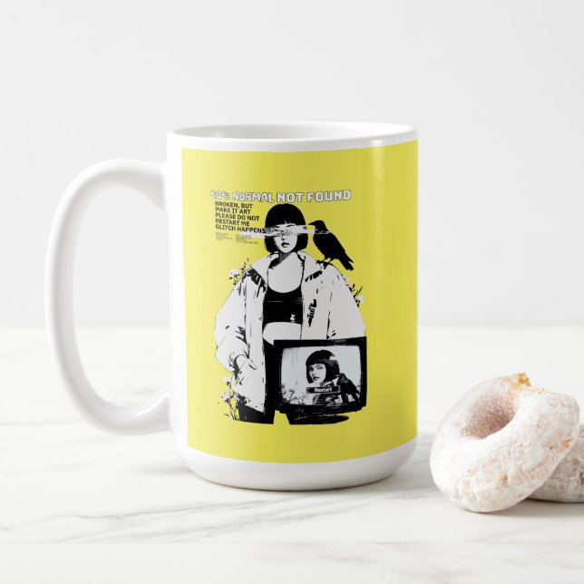 Caneca De Café 404: Normal Not Found – Glitched Soul (Com Donut)