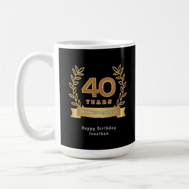 Caneca De Café 40 anos de sensatez - aniversário personalizado pr (Esquerda)