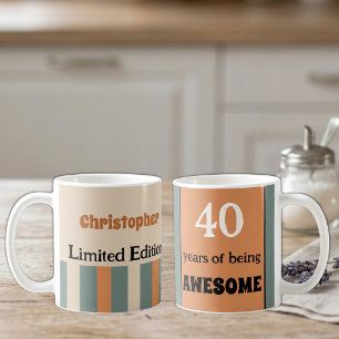 Caneca De Café 40 anos de ser incrível nome laranja verde