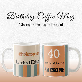 Caneca De Café 40 anos de ser um nome incrível verde laranja