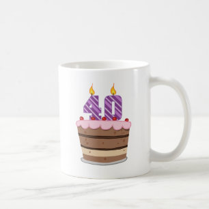 Caneca De Café 40 anos no Bolo de Aniversário