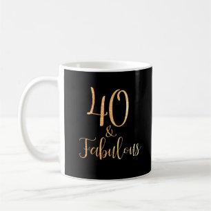 Caneca De Café 40 e fabulosa tipografia Dourada com brilho preto