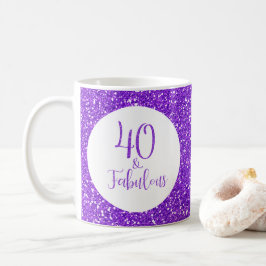 Caneca De Café 40 e fabuloso Aniversário com brilho púrpura