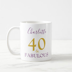 Caneca De Café 40 e Fabulosos Elegantes 40º Aniversário Personali