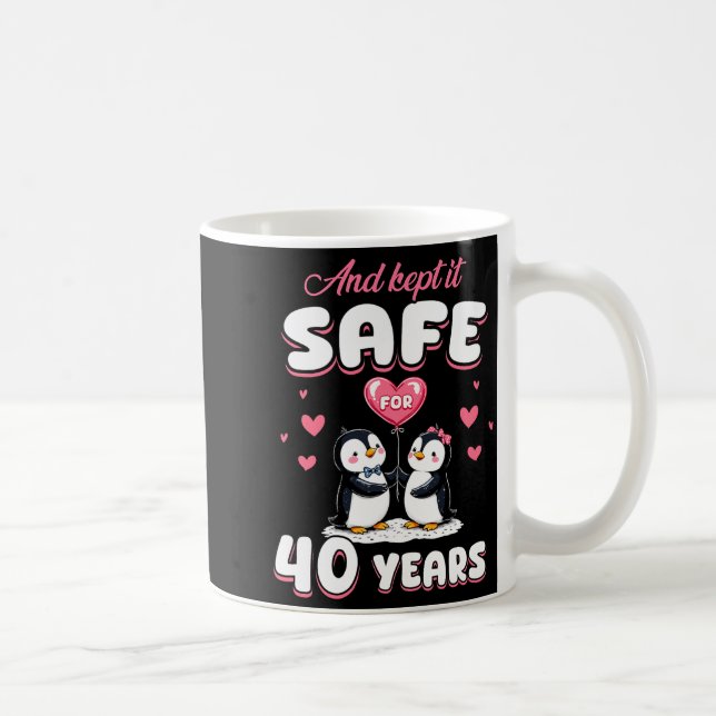 Caneca De Café 40 Years Wedding Anniversary Penguin Couples Match (Direita)