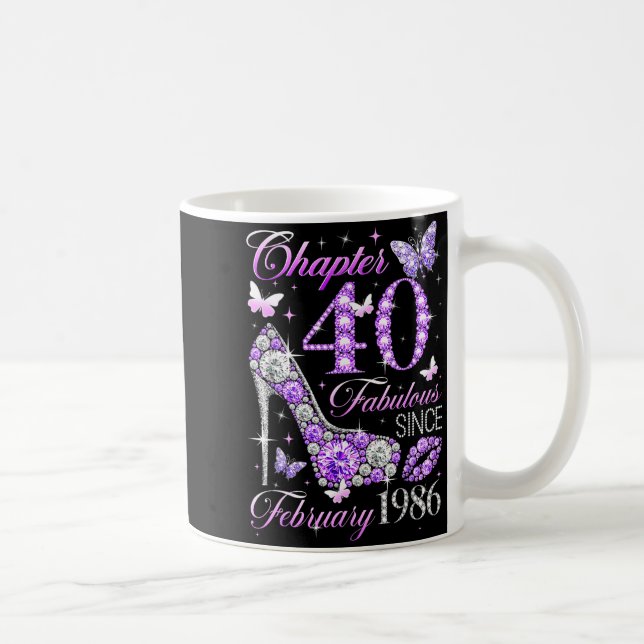 Caneca De Café 40th Birthday Queen Chapter 40 Fabulous Since 1986 (Direita)