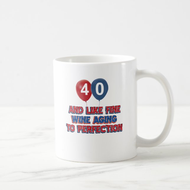 Caneca De Café 40th design do aniversário dos anos de idade (Direita)
