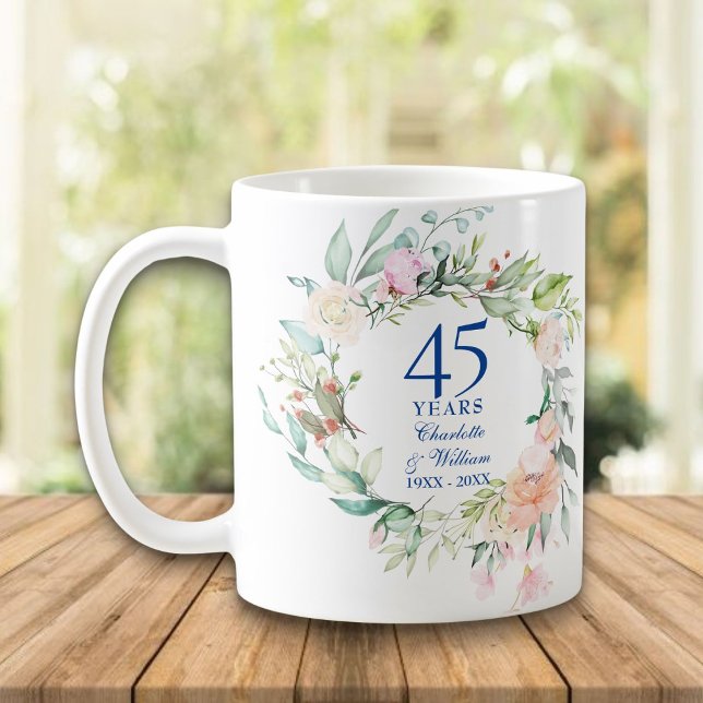 Caneca De Café 45º aniversário do 65º aniversário do casamento Co (45th 65th Wedding Anniversary Country Floral Coffee Mug)