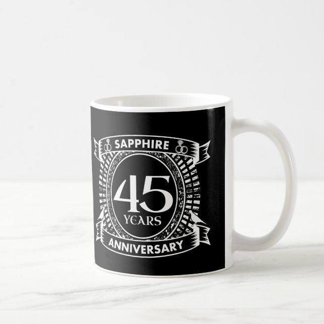 Caneca De Café 45º aniversário do casamento crest da safira (Direita)