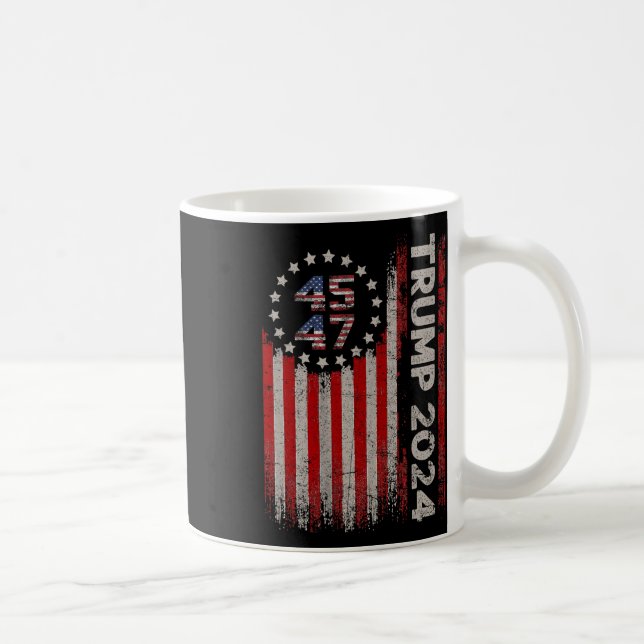 Caneca De Café 47 Trump 2024 American Flag 4 (Direita)