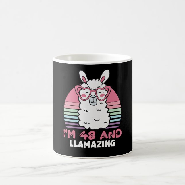 Caneca De Café 48 Year Old Bday Llamazing Llama 48th Birthday (Centro)