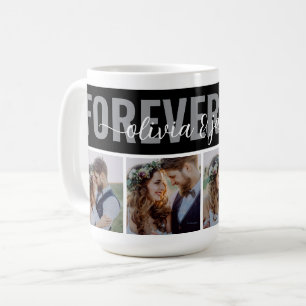 Caneca De Café 4 Colagem de Fotos Nomes de Casal Amor Eterno