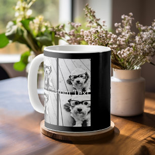 Caneca De Café 4 Colagem de Fotos - você pode alterar a cor do fu