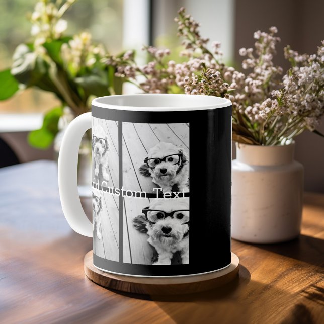 Caneca De Café 4 Colagem de fotos - você pode mudar a cor de fund (Mug template with 4 photos )