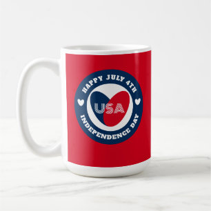 Caneca De Café 4 de julho Ama o Patriótico Azul Branco Vermelho d