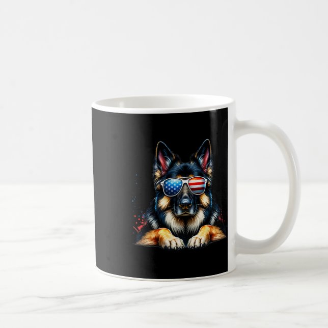 Caneca De Café 4 de julho Fla German shepherd Americana Patriótic (Direita)