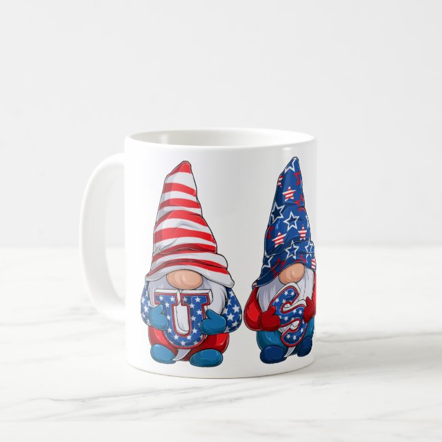 Caneca De Café 4 de julho Gnomos dos EUA (Frente Esquerda)