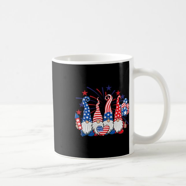 Caneca De Café 4 De Julho Gnomos Patriótico Americano Flag Cute G (Direita)