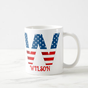 Caneca De Café 4 De Julho Monograma - Mug De Café Personalizado