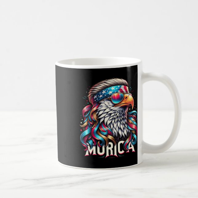Caneca De Café 4 de julho, Patriótica Engraçada Águia 4 de julho  (Direita)