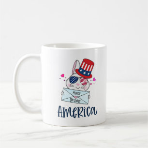 Caneca De Café 4 de julho Rabbit com bandeira dos EUA Óculos Sun