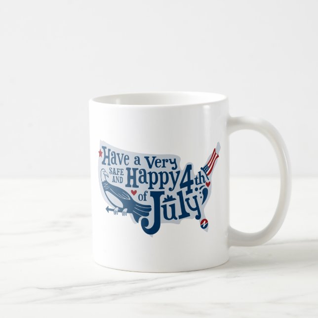 Caneca De Café 4 De Julho Seguro E Feliz (Direita)