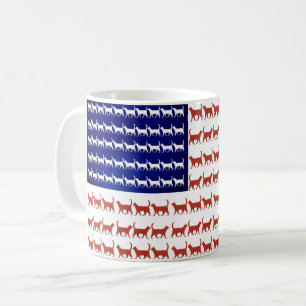 Caneca De Café 4 de julho Sinalizador de Gato Vermelho Branco e A