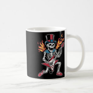 Caneca De Café 4 de julho Skeleton tocando guitarra Rock and Roll