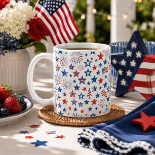 Caneca De Café 4 de julho Stars & Fireworks Mug