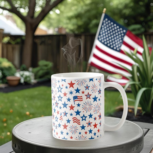 Caneca De Café 4 de julho Stars & Fireworks Mug (Criador carregado)