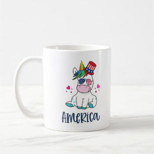 Caneca De Café 4 de julho Unicórnio com bandeira dos EUA Óculos S