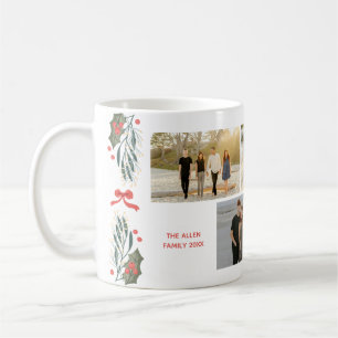 Caneca De Café 4 de Natal - Mug de Foto com Holly Leaves e Arcos