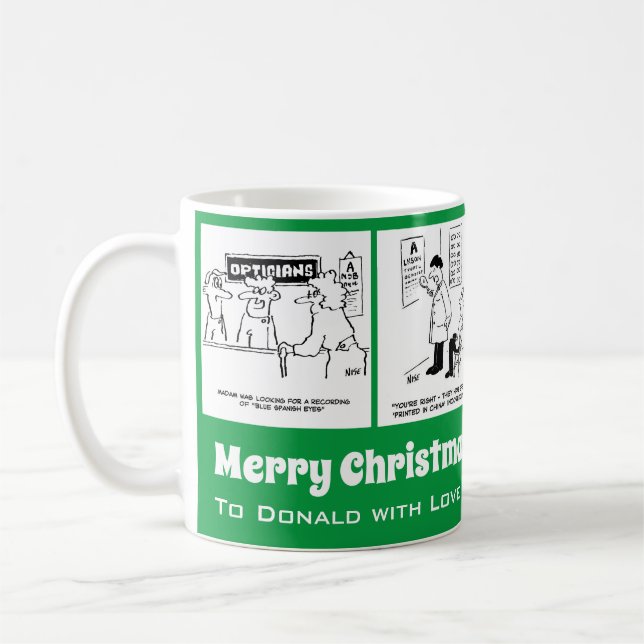 Caneca De Café 4 Desenhos Animados Temáticos de Optometrista para (Esquerda)