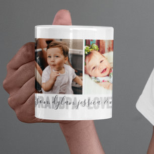 Caneca De Café 4-Fotos Eu Amo Vovô Nomes dos Netos