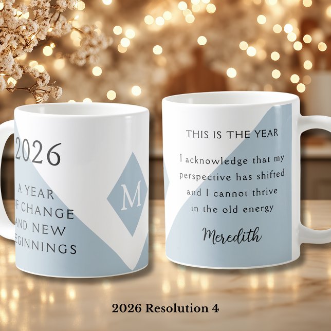 Caneca De Café 4. New Year Resolution for 2026 Year of Change  (2026 Year of Change and New Beginnings Dusty Blue Resolution 4 Coffee Mug)