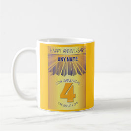 Caneca De Café 4 Year Sober Anniversary | Golden Ray 12 Step