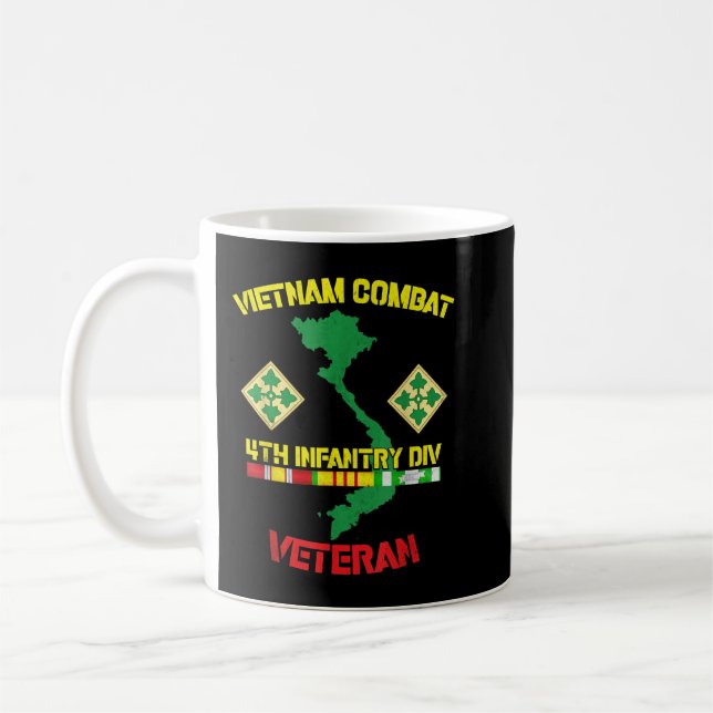 Caneca De Café 4th Infantry Division - Vietnam Combat Veteran  (Esquerda)