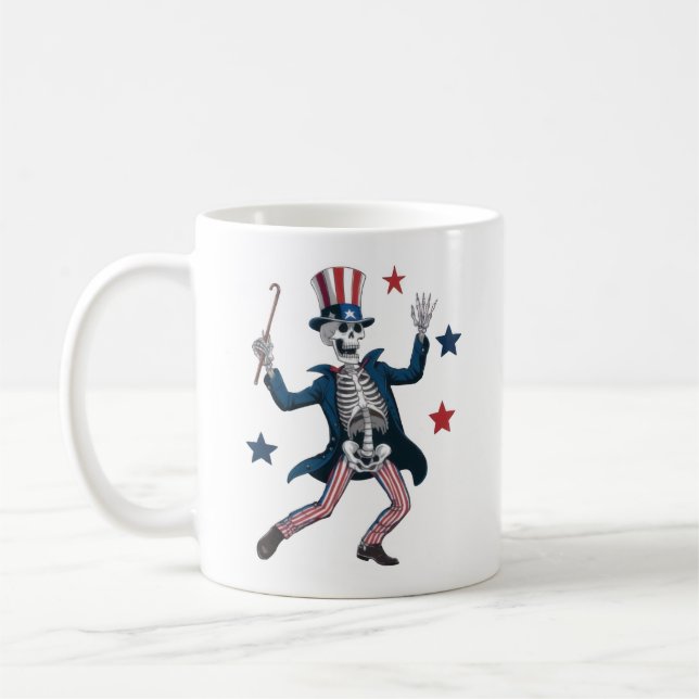 Caneca De Café 4th of July Dancing Skeleton (Esquerda)