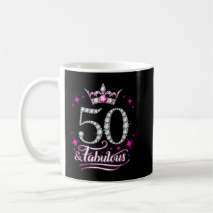 Caneca De Café 50º aniversário. 50 e mulheres fabulosas, senhoras