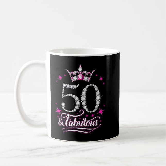 Caneca De Café 50º aniversário. 50 e mulheres fabulosas, senhoras (Esquerda)