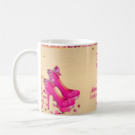 Caneca De Café 50º Aniversário Alto Salto Dourado Glam Glitérico