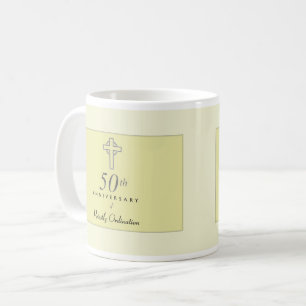 Caneca De Café 50º aniversário do padre com cruz embutida