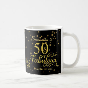 Caneca De Café 50º aniversário Fabulosas e Douradas estrelas de
