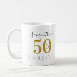 Caneca De Café 50º aniversário Personalizado 50 e Dourado Branco
