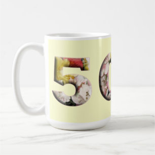 Caneca De Café 50.º Milestone Floral Design Personalizável