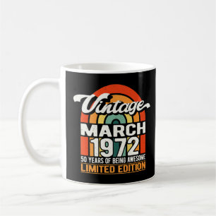 Caneca De Café 50 Anos De Espetacular Março De 1972 Vintage 50th