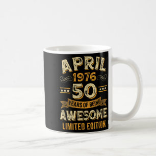 Caneca De Café 50 anos incrível vintage abril 1976 50º aniversári